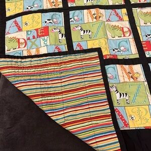 Baby Nursery Crib Quilt Alphabet & Animals Handmade Wall Hanging 47” x 34”